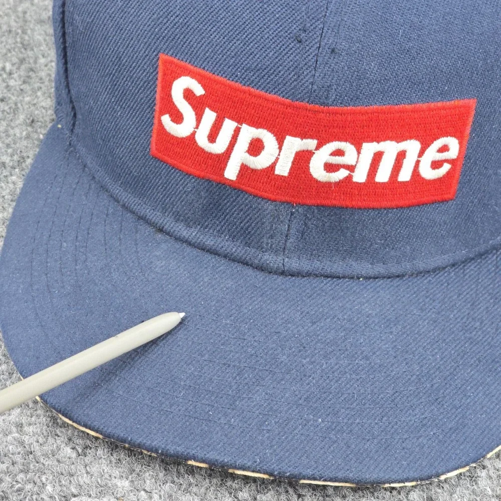Supreme Navy Box Logo Leopard Brim USA Flag Snapback Hat World Famous Cap